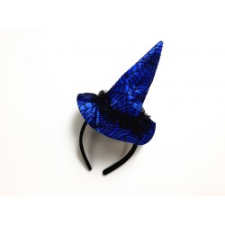 HA3145-Dark Blue Spider Net Witch Hat Headband